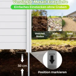 2er Set Sichtschutzzaun Gartenzaun mit 2 Paneelen wetterfester Lamellenzaun mit 3 Pfählen Weiß