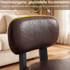 2er Set Sitzhocker mit Rückenlehne & Kunstlederbezug Gepolsterter Hocker bis 150 kg Tragkraft Braun