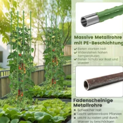 2er Set Tomaten Rankhilfe mit Verstellbarer Höhe & 6 Ringe Tomatenkäfig Pflanzenkäfig