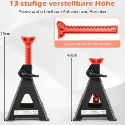 2er Set Unterstellbock mit 12 Tonnen Traglast 13 stufig Höhenverstellbarer Stützbock