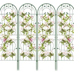 4er Set 180 x 50 cm Metall Rankgitter zum Stecken Dekorativer Gartenzaun Freistehende Rankhilfe