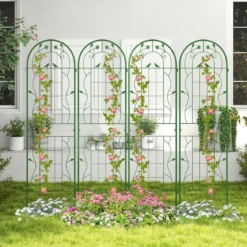 4er Set 180 x 50 cm Metall Rankgitter zum Stecken Dekorativer Gartenzaun Freistehende Rankhilfe