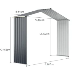 Erweiterungsset für Outdoor-Metallschuppen Erweitert 277 x 202 x 64 cm Grau