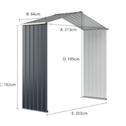 Erweiterungsset für Outdoor-Metallschuppen Erweitert 213 x 162 x 64 cm Grau