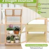 2 Etagen Frühbeet aus Holz & PC Hochbeet wetterfest Gewächshaus mit 2 Türen für Garten Balkon 69 x 58 x 121 cm Natur