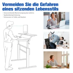 2-Etagen Stehtisch Sitz-Steh-Schreibtisch mit Monitor Regal Höhenverstellbar 120 x 60 x 88-126 cm Braun