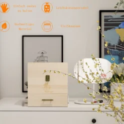 3 Etagen Ätherisches Öl Organizer 59 Fächer Ätherische Öl-Box Aufbewahrungsbox mit Schublade Holz