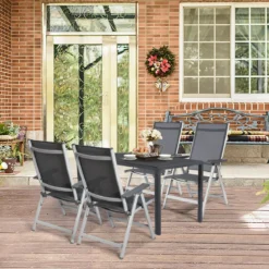 5-Fach Klappstuhl Einstellbar Gartenstuhl Klappsessel Rückenlehne Alu