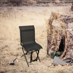 Faltbarer Campingstuhl 360° Drehbar & Wetterfest mit Metallrahmen Jagdstuhl Faltstuhl Schwarz
