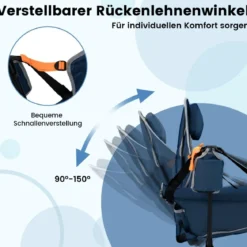 Faltbarer Campingstuhl mit Verstellbarer Rückenlehne & Getränkehalter Klappstuhl Faltstuhl Blau