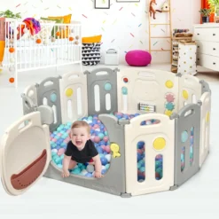 Faltbares Laufgitter mit 12 Panels Baby Laufstall tragbarer Spiellzaun