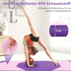 Faltbare Trainingsmatte aus Kunstleder mit Klettverschlüssen & Tragegriffen 300 x 117 x 5 cm