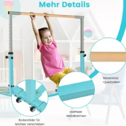 Faltbare Turnstange für Kinder Wackelfreies Heim-Fitnessgerät mit Gymnastikmatte Grün