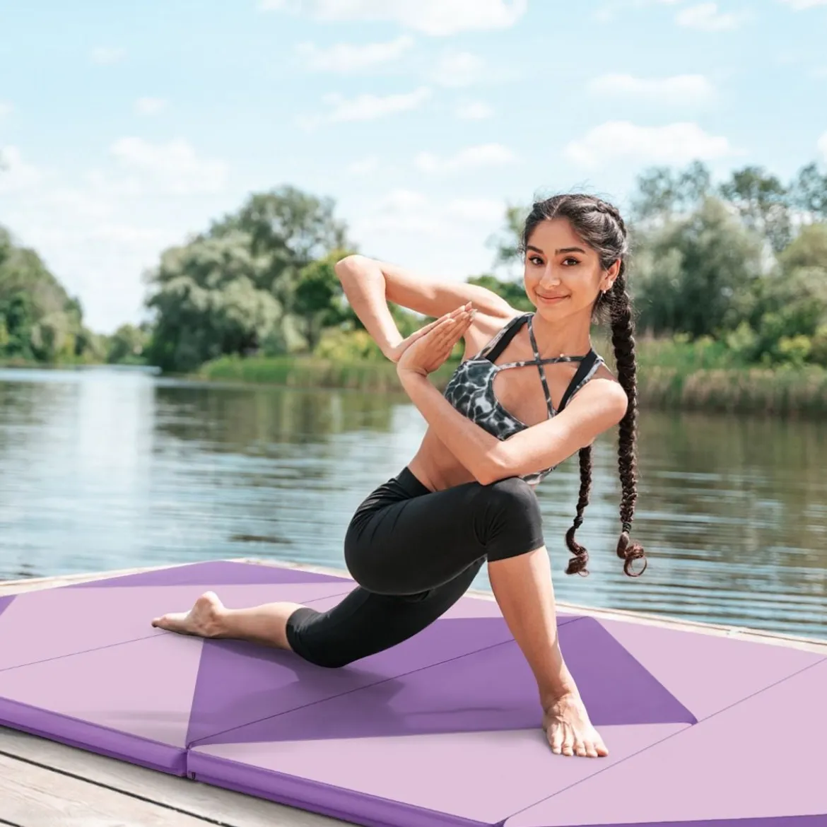 Faltbare Turnstange für Kinder Wackelfreies Heim-Fitnessgerät mit Gymnastikmatte Violett