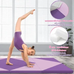 Faltbare Turnstange für Kinder Wackelfreies Heim-Fitnessgerät mit Gymnastikmatte Violett
