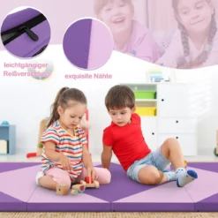 Faltbare Turnstange für Kinder Wackelfreies Heim-Fitnessgerät mit Gymnastikmatte Violett
