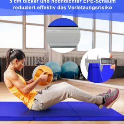 Faltbare Turnstange für Kinder Wackelfreies Heim-Fitnessgerät mit Gymnastikmatte Blau