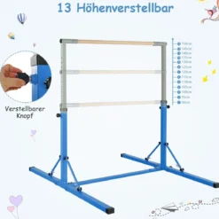 Faltbare Turnstange für Kinder Wackelfreies Heim-Fitnessgerät mit Gymnastikmatte Blau