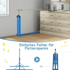 Faltbare Turnstange für Kinder Wackelfreies Heim-Fitnessgerät mit Gymnastikmatte Blau