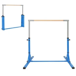Faltbare Turnstange für Kinder Wackelfreies Heim-Fitnessgerät mit Gymnastikmatte Blau