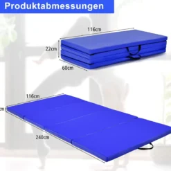 Faltbare Turnstange für Kinder Wackelfreies Heim-Fitnessgerät mit Gymnastikmatte Blau