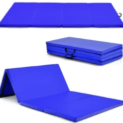 Faltbare Turnstange für Kinder Wackelfreies Heim-Fitnessgerät mit Gymnastikmatte Blau
