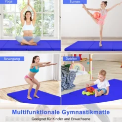Faltbare Turnstange für Kinder Wackelfreies Heim-Fitnessgerät mit Gymnastikmatte Blau