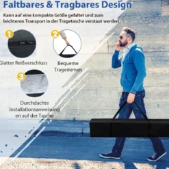 Faltpavillon 3 m x 3 m Großes Aufklappbares Vordach Blau mit Tragetasche mit 3-stufiger Höhenverstellung
