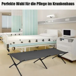 Feldbett Campingbett Metallrahmen Faltbar Klappbett Belastbar bis 135 kg 190 x 67 x 42 cm Grau