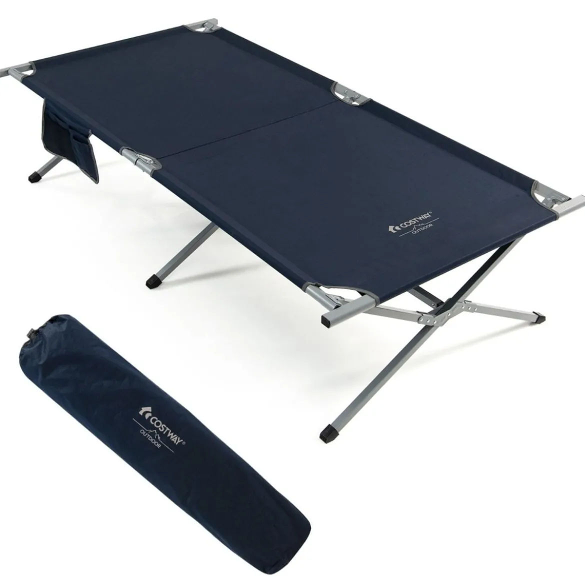 Feldbett Klappbar XXL 214,5 x 106 cm Campingbett mit Seitentasche