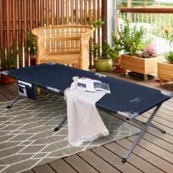 Feldbett Klappbar XXL 214,5 x 106 cm Campingbett mit Seitentasche