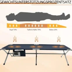 Feldbett Klappbar XXL 214,5 x 106 cm Campingbett mit Seitentasche