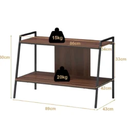 Fernsehschrank TV-Entertainment-Center 2-Stufiges TV-Regal für Fernseher bis 32 Zoll Walnuss