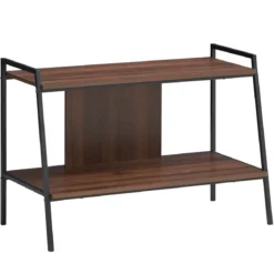 Fernsehschrank TV-Entertainment-Center 2-Stufiges TV-Regal für Fernseher bis 32 Zoll Walnuss