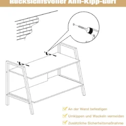 Fernsehschrank TV-Entertainment-Center 2-Stufiges TV-Regal für Fernseher bis 32 Zoll Walnuss