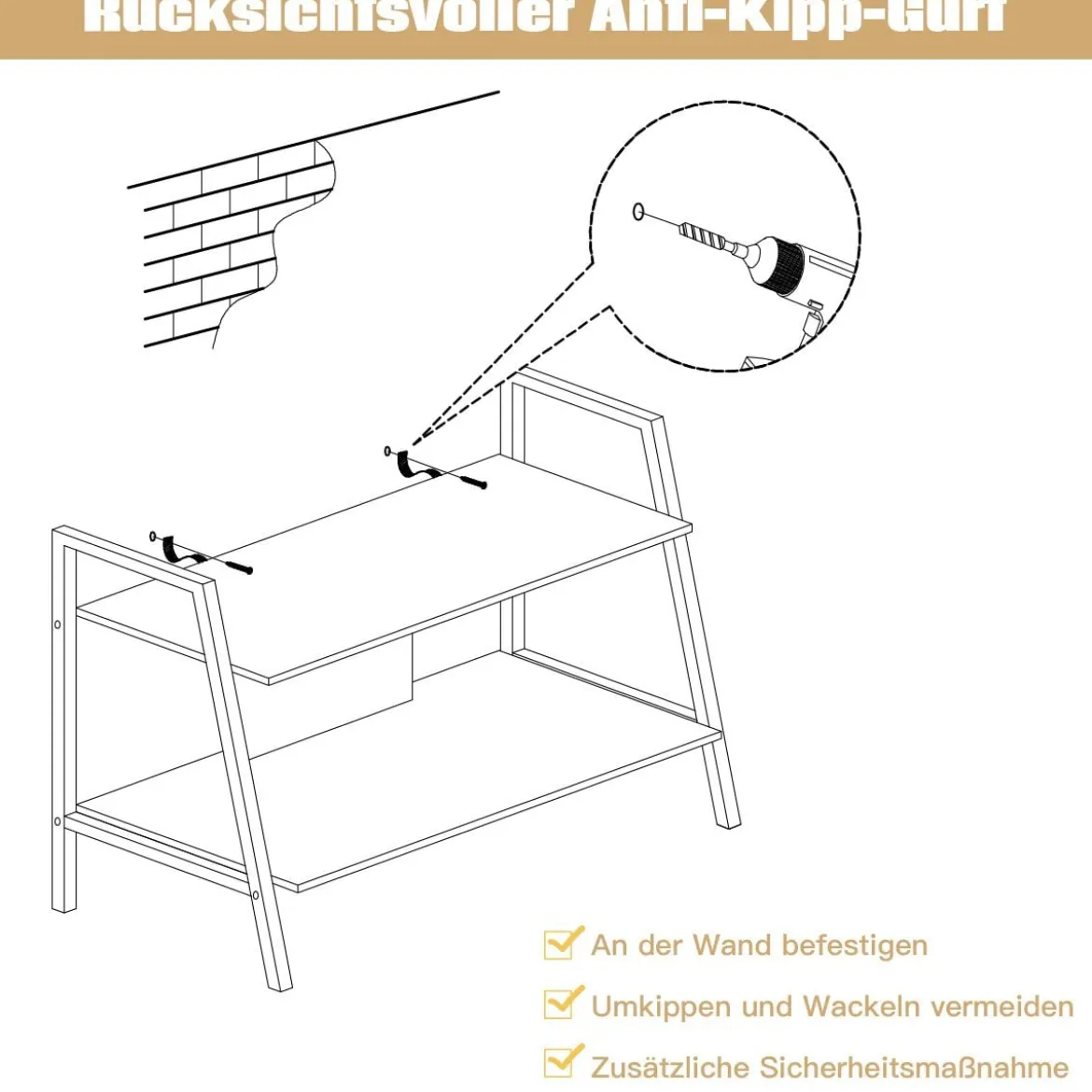 Fernsehschrank TV-Entertainment-Center 2-Stufiges TV-Regal für Fernseher bis 32 Zoll Walnuss