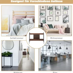 Fernsehschrank TV-Entertainment-Center 2-Stufiges TV-Regal für Fernseher bis 32 Zoll Walnuss