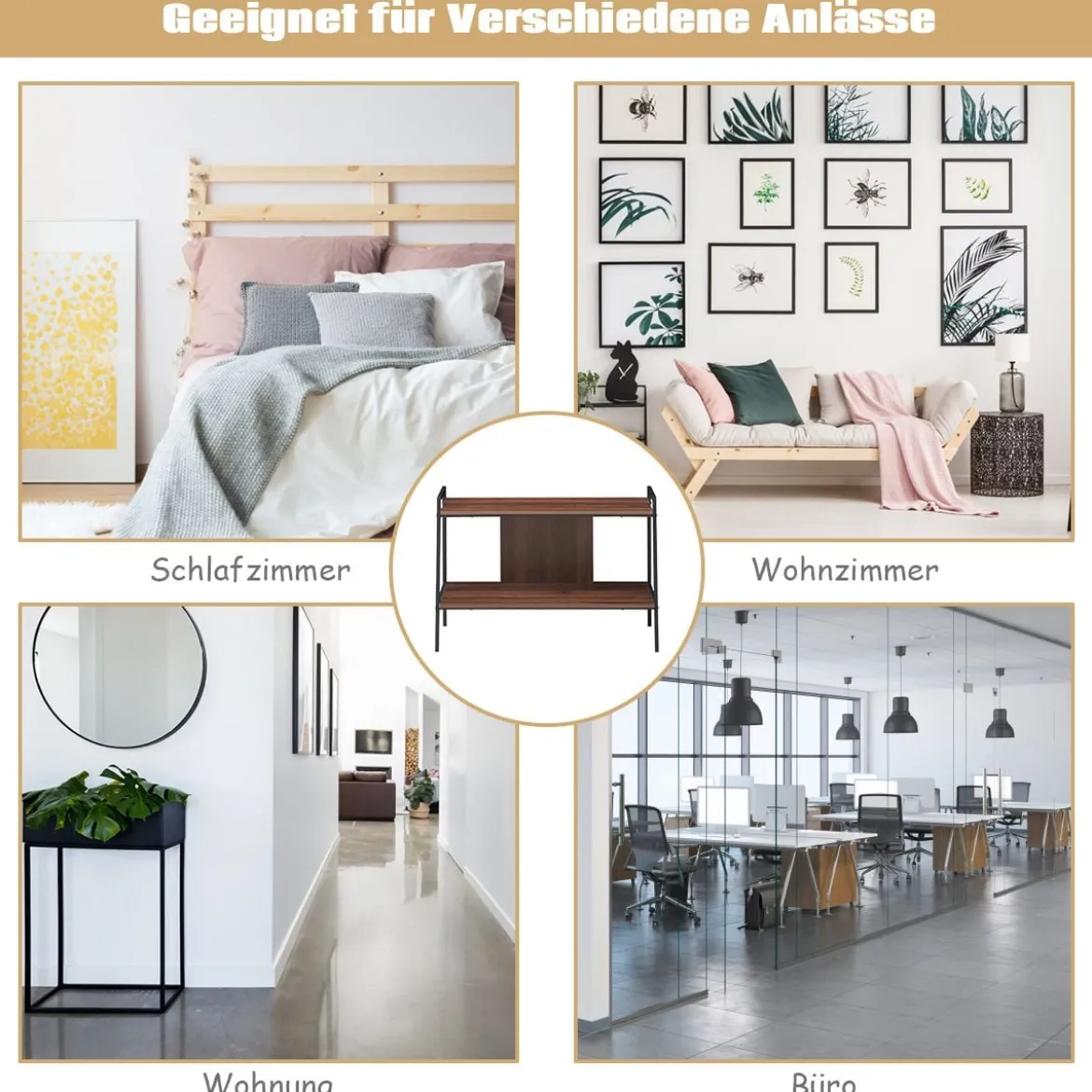 Fernsehschrank TV-Entertainment-Center 2-Stufiges TV-Regal für Fernseher bis 32 Zoll Walnuss