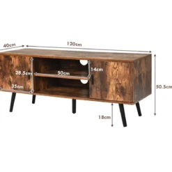 Fernsehtisch Holz Fernsehschrank mit 5 Kiefer-Beinen TV Konsole 120 x 40 x 50,5 cm Braun