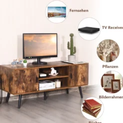 Fernsehtisch Holz Fernsehschrank mit 5 Kiefer-Beinen TV Konsole 120 x 40 x 50,5 cm Braun
