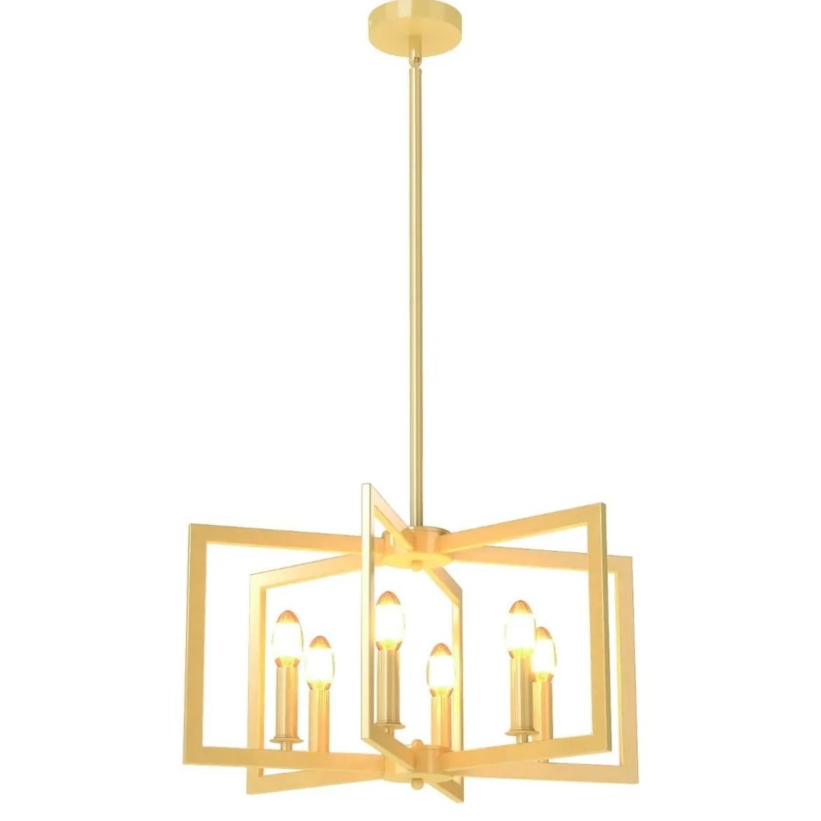 6-flammiger Kronleuchter Deckenleuchte industriell Pendelleuchte mit 67-157 cm verstellbarer Höhe Champagnerbronze