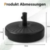Füllbarer runder Schirmständer mit 50 cm Durchmesser für maximal 34 Kg Schwarz