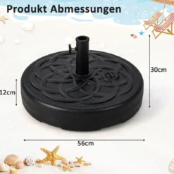 Füllbarer runder Schirmständer mit 56 cm Durchmesser für maximal 46 Kg Schwarz