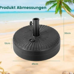 Füllbarer runder Schirmständer mit 45 cm Durchmesser für maximal 30 Kg Schwarz