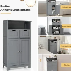 Freistehender Schrank mit Schubladen für die Küche Badezimmer 60 x 30 x 109cm Grau