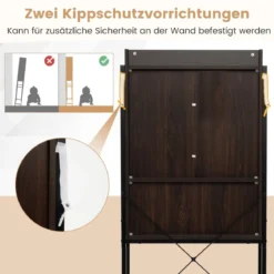 Freistehender Toilettenschrank Badezimmerregal mit verstellbaren Regalen Rustikales Braun