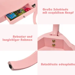Frisiertisch Schminktisch- und Hocker-Set für Kinder 70 x 34 x 103 cm Rosa
