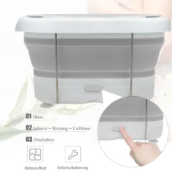 Fußbad Massagegerät faltbar Elektrische Fußbadewanne Heizung und Sprudelmassage Fußmassage Spa mit Massagerollen Grau