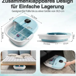Fußbad Massagegerät Faltbar Elektrische Fußbadewanne Heizung 33,5 x 41 x 20,5 cm Blau