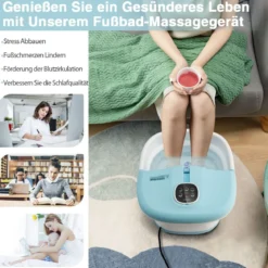 Fußbad Massagegerät Faltbar Elektrische Fußbadewanne Heizung 33,5 x 41 x 20,5 cm Blau